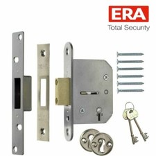 DEADLOCK VISCOUNT 76mm (3") 5 LEVER DEAD LOCK  WITH ESCUTCHEONS CHROME - NEW ERA
