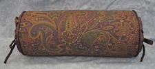 Corded Bolster Pillow made w Ralph Lauren New Bohemian Burgundy Paisley Fabric