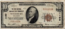 1929 - $10 TYPE 1 - FIRST NATIONAL BANK & TRUST COMPANY - WOODBURY, NJ - CH 1199