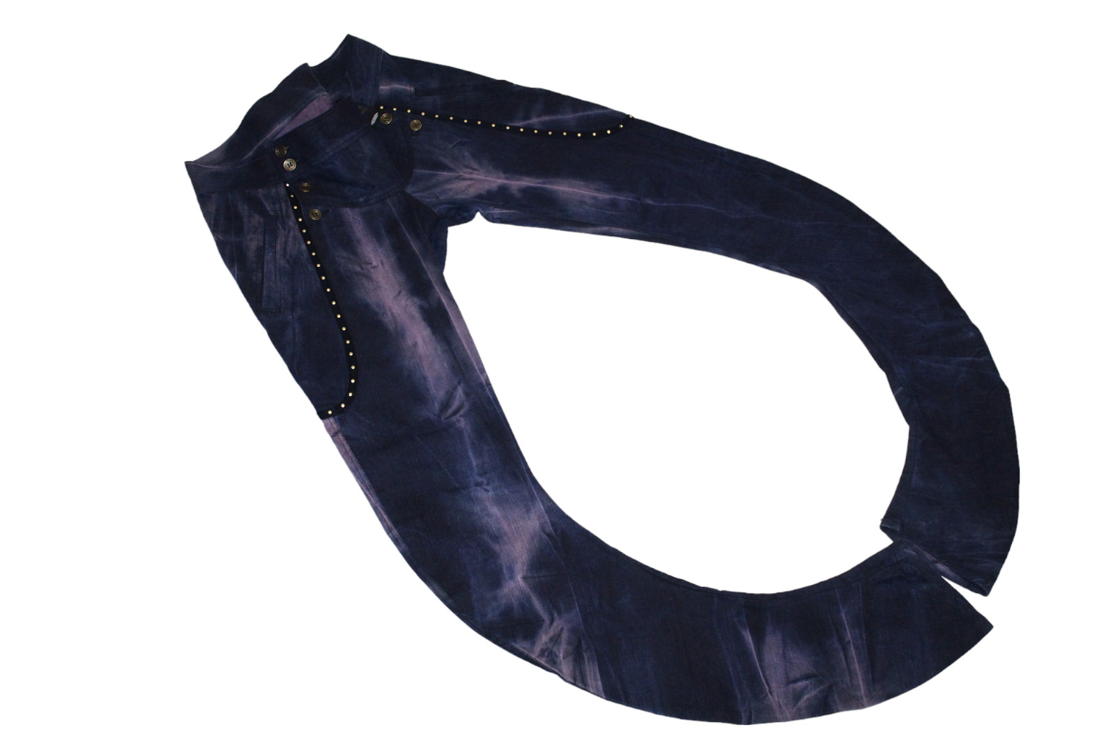 CRAZY RUNWAY! Rebekka Ruetz Studded Tie-dye Stretch Denim 3D Arc Skinny Pants image 2