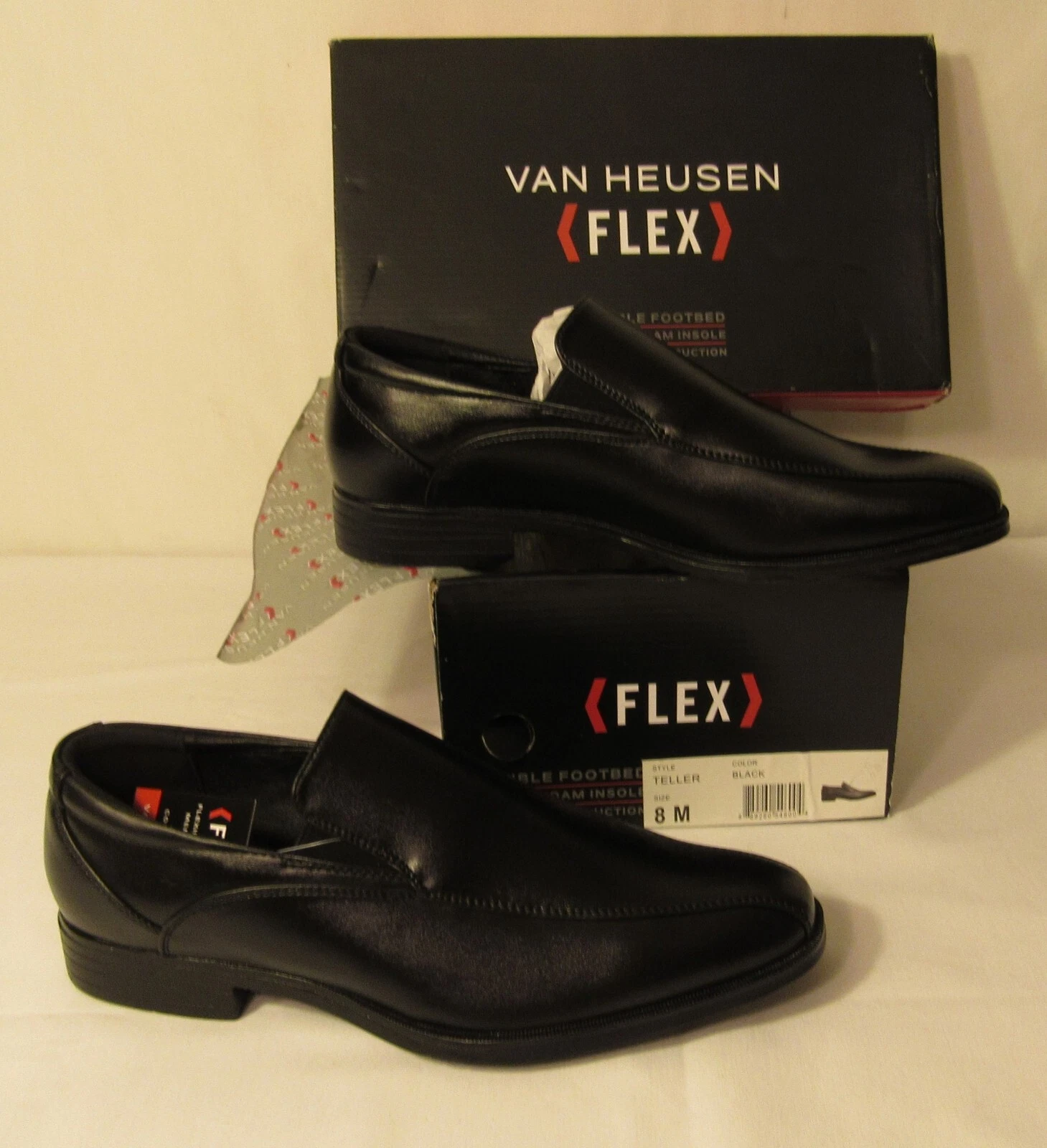 VANS Mocassini abiti Van Heu Flex da uomo piatti neri taglia 8 M memory foam NUOVI