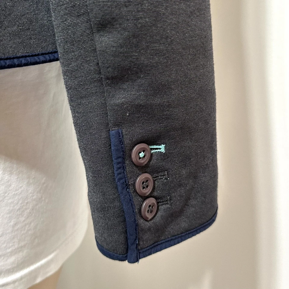 Blazer gris manga larga Boden para mujer forro floral azul marino tubo talla 6 R Foto 4 de 4