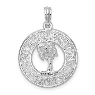 De-Ani Sterling Silber rhodiniert Charleston Kreis mit Palme Anhänger