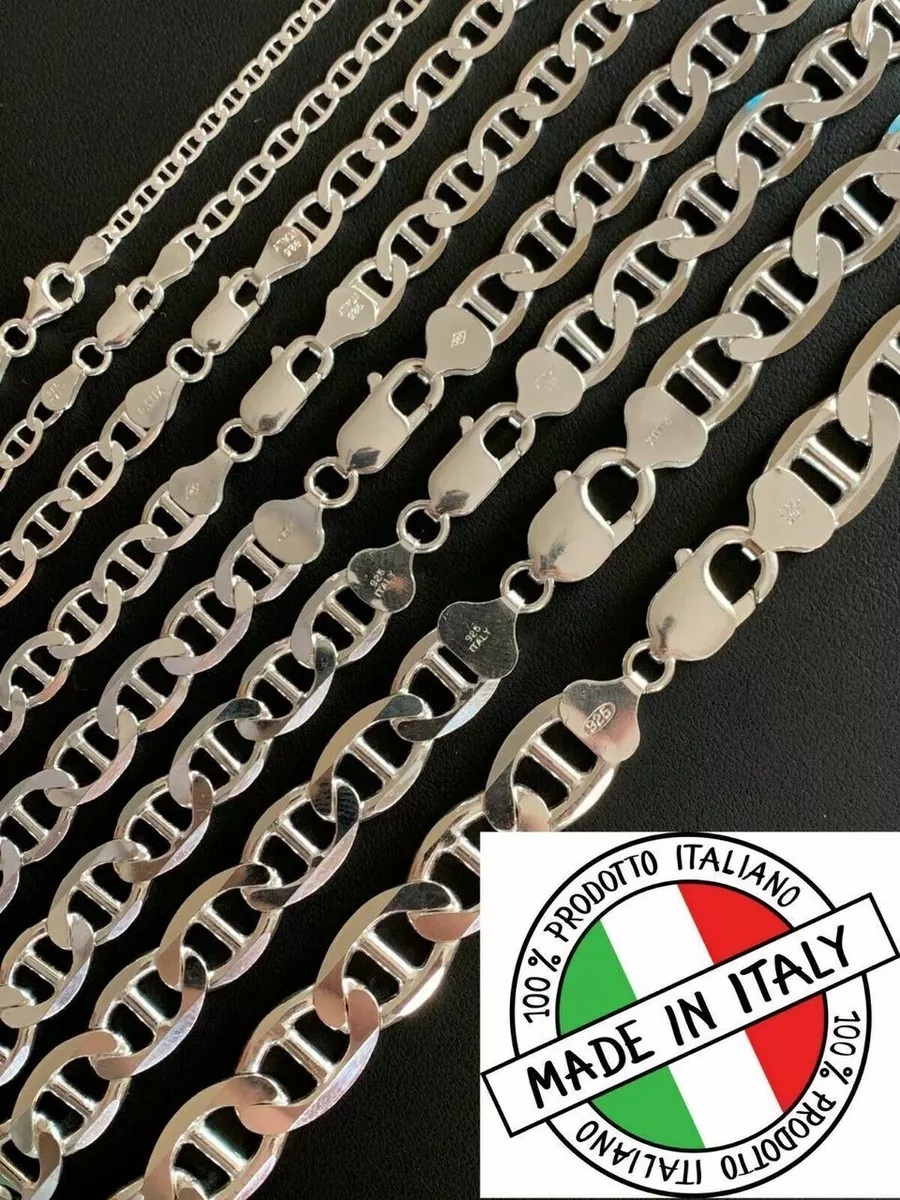 Real Solid 925 Sterling Silver Mariner Link Chain Or Bracelet ITALY 3 12mm Mens
