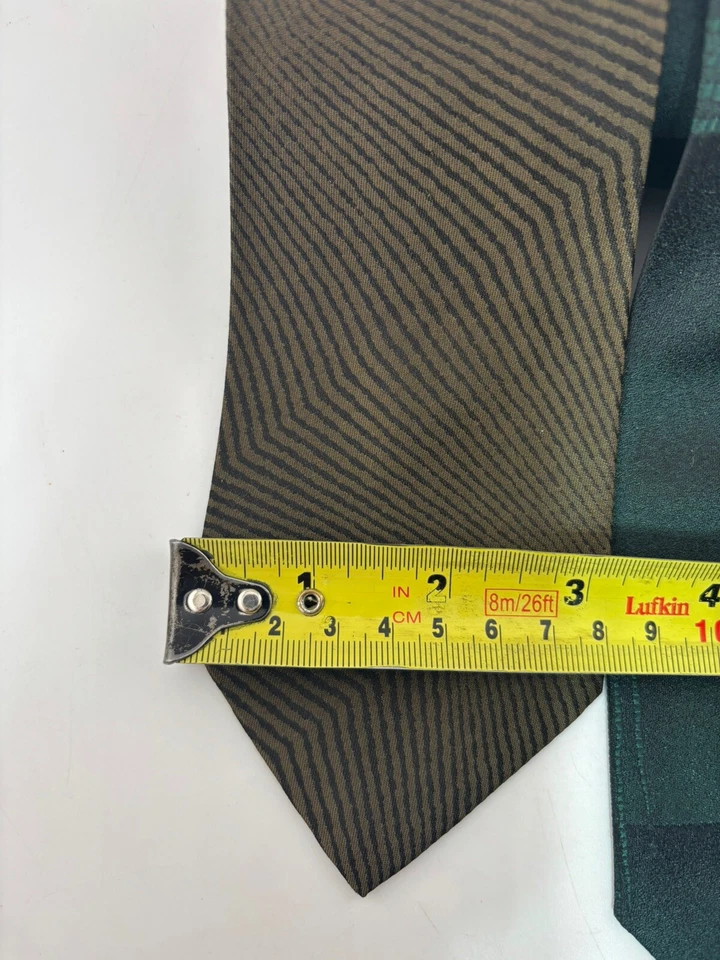 LOTE DE 2 Corbatas de Seda Dolce & Gabbana Hechas en Italia Para Hombre Verde Abstracto y Rayas Foto 2 de 4