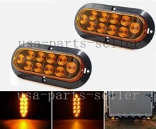 2x Oval Surface Mount Sealed 6" Amber 10 LED Turn Indicator Light Truck Trailer 
