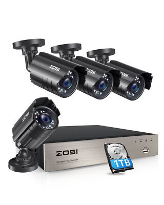 ZOSI 8 Channel H.265+ 5MP DVR Lite Home Security Camera System Outdoor HD CCTV