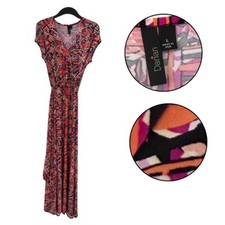 Darian Women’s Geometric Print Maxi Dress Size L Short Sleeve