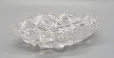 Vintage American Brilliant Cut Glass Trinket / Candy Dish 8-Sided Oval - 6" L