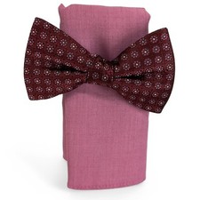 Bar Iii Men's Medallion Pre Tied Bow Tie  Solid Pocket Square Set Red NWT 55