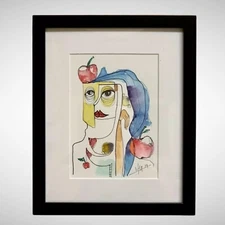 PAINTING INK/WATERCOLOR ON CANSON (FRAME INCLUDED) CUBAN ART by LISA.