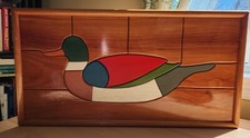 Mallard Duck Plaque Inlaid Wood Handpainted 24.5" L x 13" H x 2" H Woodchuckers