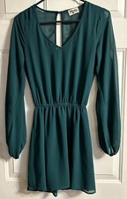 Show Me Your MuMu Emerald Color Rainey Mini Dress Size X-Small Long Sleeve
