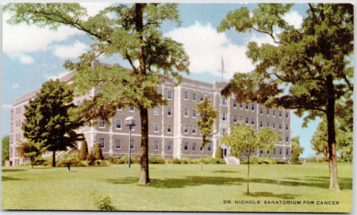 Dr Nichols Sanitorium Savannah Missouri traitement du cancer linge de carte postale vintage - Photo 1/2
