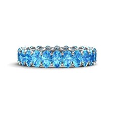 TriJewels Oval Shape Blue Topaz Eternity Ring 5 1/4 ctw 14K Gold JP:264243