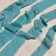 Hand Dyed Robin's Egg Blue Silk Velvet Ribbon  4 Widths to choose from 