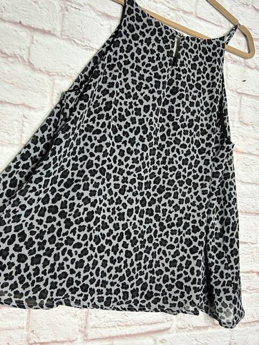 XL/1X/2X New Black Gray Leopard Animal Print Lined Tank Top Cami Blouse - Picture 11 of 14