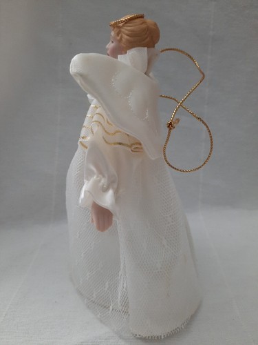 Vintage Avon Angel Christmas Ornaments White Satin Wing Porcelain Head Hands 6" - Picture 3 of 12