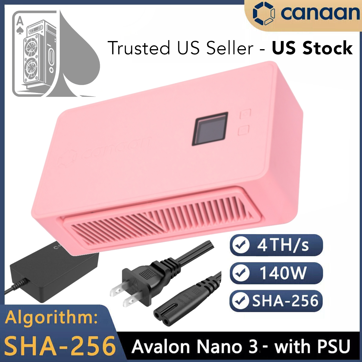 US Stock Canaan Avalon Nano 3 Pink 4TH/s with PSU BTC Solo Miner US Seller  CA | eBay