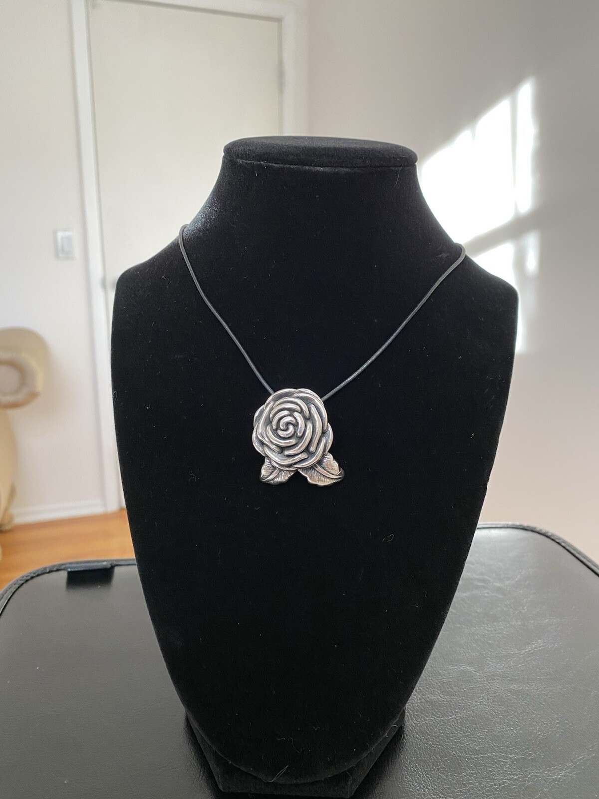 Sterling Silver Rose Statement Necklace, Approx. … - image 1