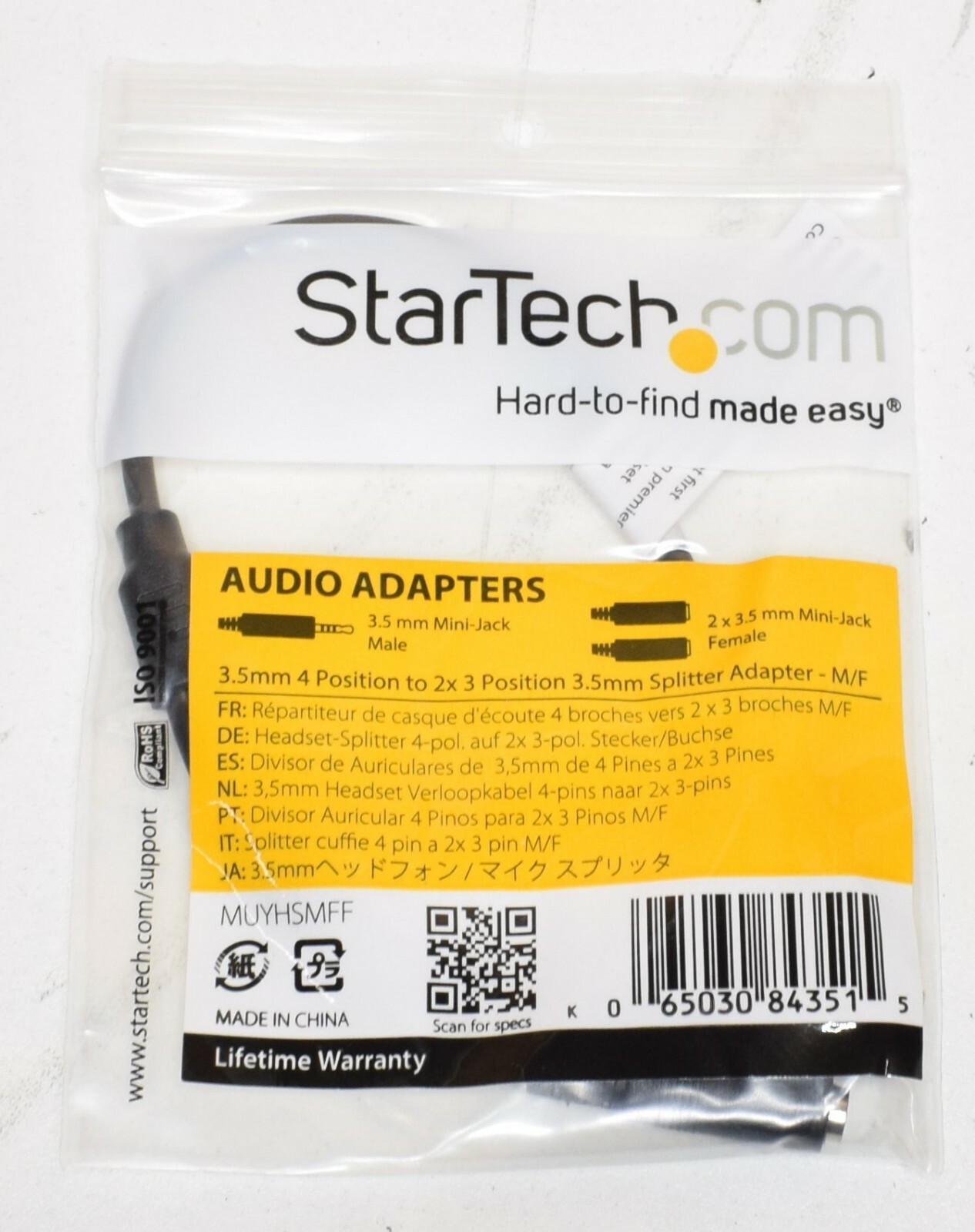 NEW Startech MUYHSMFF Headset Adapter W/ Microphone and Headphone