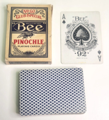 Bee Club Special No 97 Pinochle Cards Tax Stamp 1940-65 Partial Tax Stamp F Code