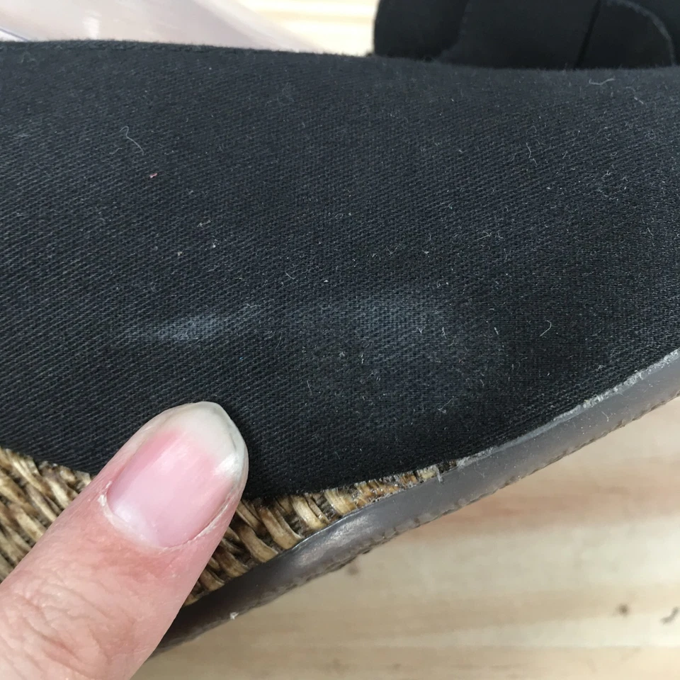 Tacones aerosoles para mujer 8 M flor punta abierta cuña 18866-2 negro marrón Foto 3 de 4