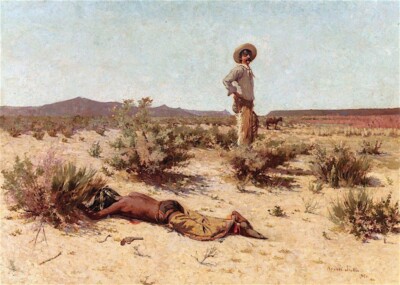 After The Battle Wild West Frontier Desert Scene : Amédée Joullin : 1901 Print