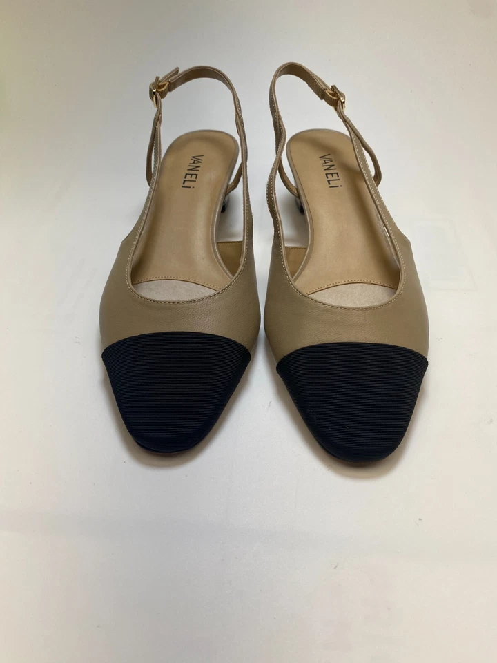 Vaneli Mujer Darrel Tostado Negro Puntera Cordones Cuero Tacón Talla 8W Foto 3 de 4