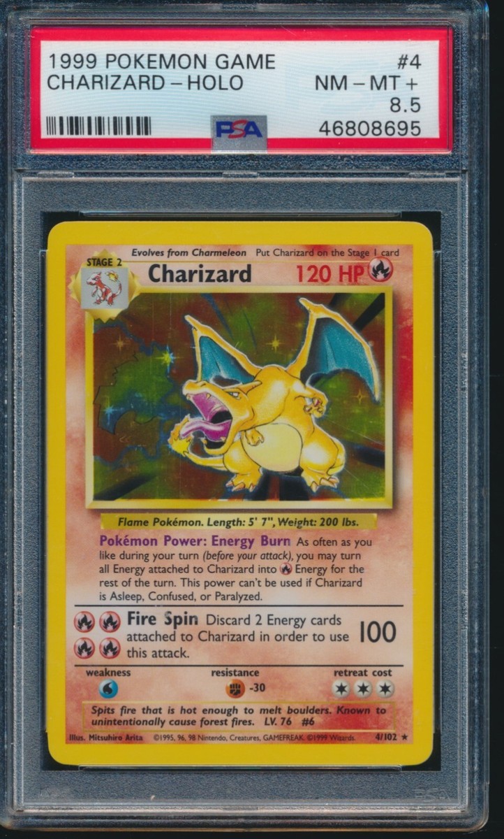 PSA 8.5 CHARIZARD 1999 Pokemon Base Unlimited #4/102 Holo Non
