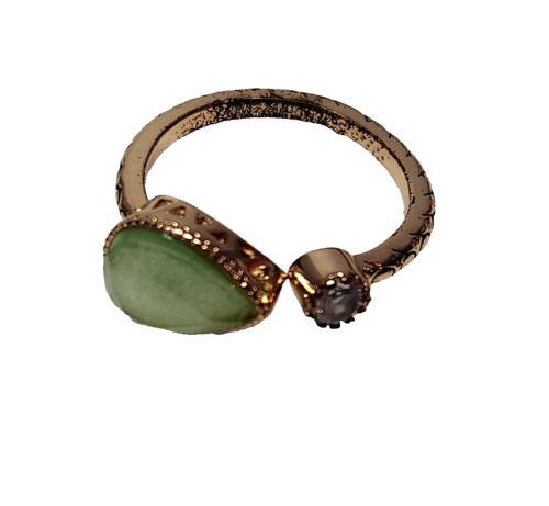 Oro sobre 925 plata esterlina verde lima brillante con anillo de acento claro talla 6 - Imagen 1 de 23