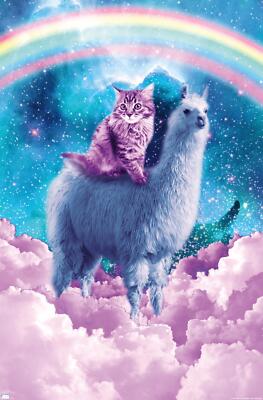 James Booker - Rainbow Llama Cat Clouds - Poster