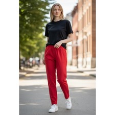 Alfred Dunner Women Red Elastic Waist Casual Pants Size 14 vintage