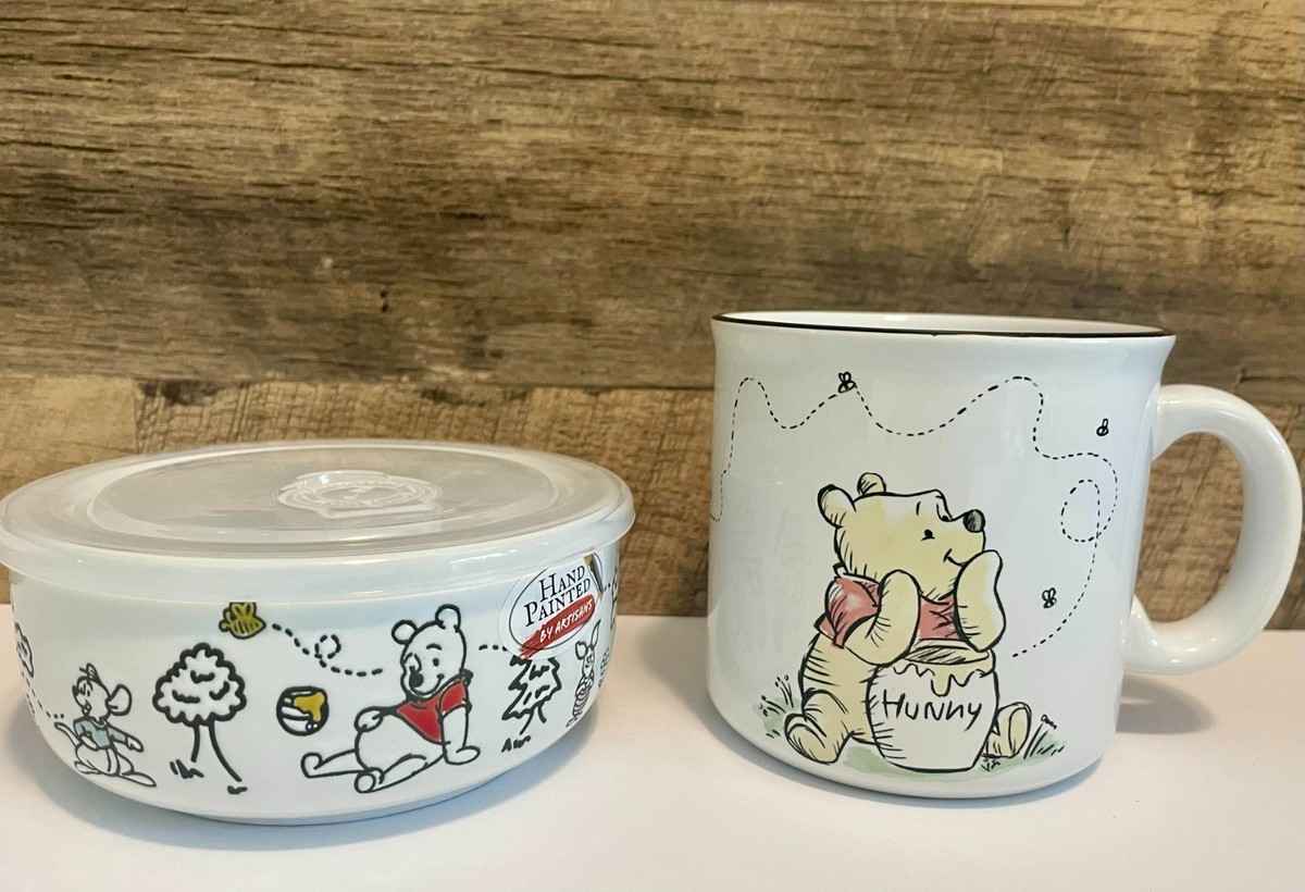 Winnie The Pooh Soup or Snack Bowl w/ Lid & Oversized Mug 20 oz