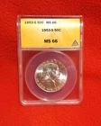 1953-S FRANKLIN HALF DOLLAR NGC MS66