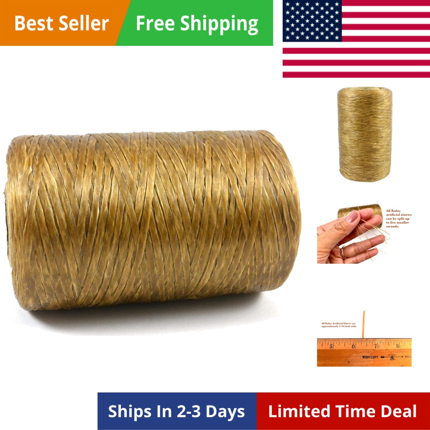Artificial Deer Sinew Natural Waxed Flat Polyester Thread fo