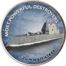 [#784429] Münze, Simbabwe, Shilling, 2018, Warship -  Destroyer Zumwalt, UNZ, Ni