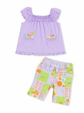    Gymboree Lilac Floral Tank  Patchwork Shorts Set   Girls Size 6  12 Months   
