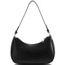 Shoulder Bag for Women Trendy Crossbody Purse Vegan Leather Clutch Black