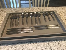 17 PIECES ONEIDA FERNWOOD PATTERN STAINLESS FLATWARE SPOONS FORKS KNIVES