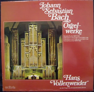 Bach / Hans Vollenweider Orgelwerke NEAR MINT Ex Libris Vinyl LP