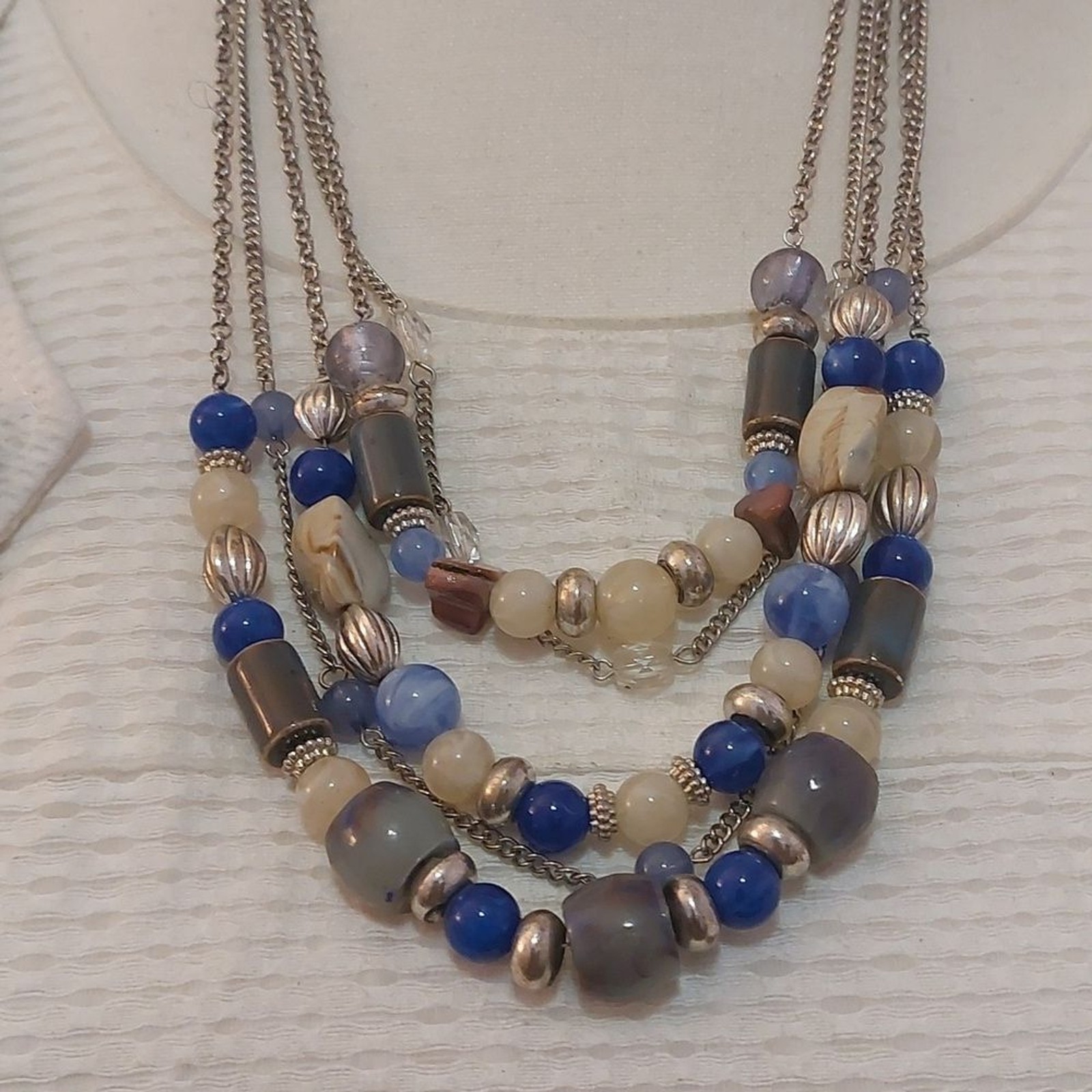 Multicolor Chunky Beads 5 Strands Statement Neckl… - image 4