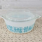 Pyrex 471 1/2 Pt Turquoise Butterprint Amish Rooster Casserole Dish Lid Vintage.