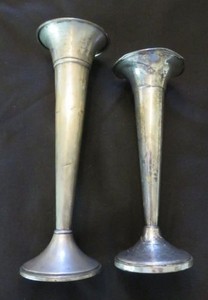 ~VTG AETNA & FISHER STERLING SILVER FLUTED BUD VASES WEIGHTED 191 GR USE/SCRAP~
