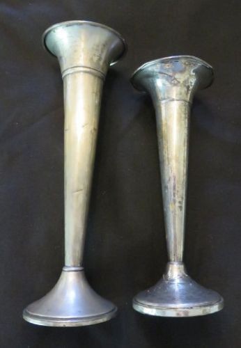 ~VTG AETNA & FISHER STERLING SILVER FLUTED BUD VASES WEIGHTED 191 GR USE/SCRAP~