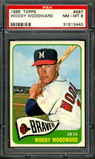 1965 Topps #487 Woody Woodward PSA 8 NM-MT