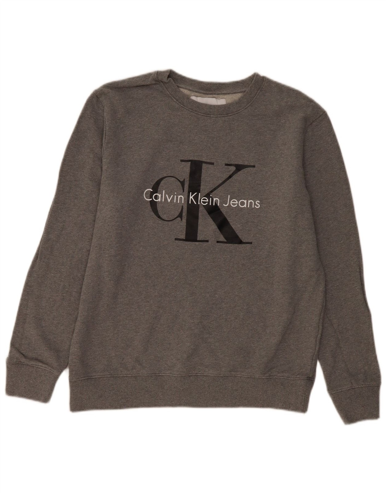 CALVIN KLEIN JEANS Womens Graphic Sweatshirt Jumper UK 18 XL Grey Cotton DF17