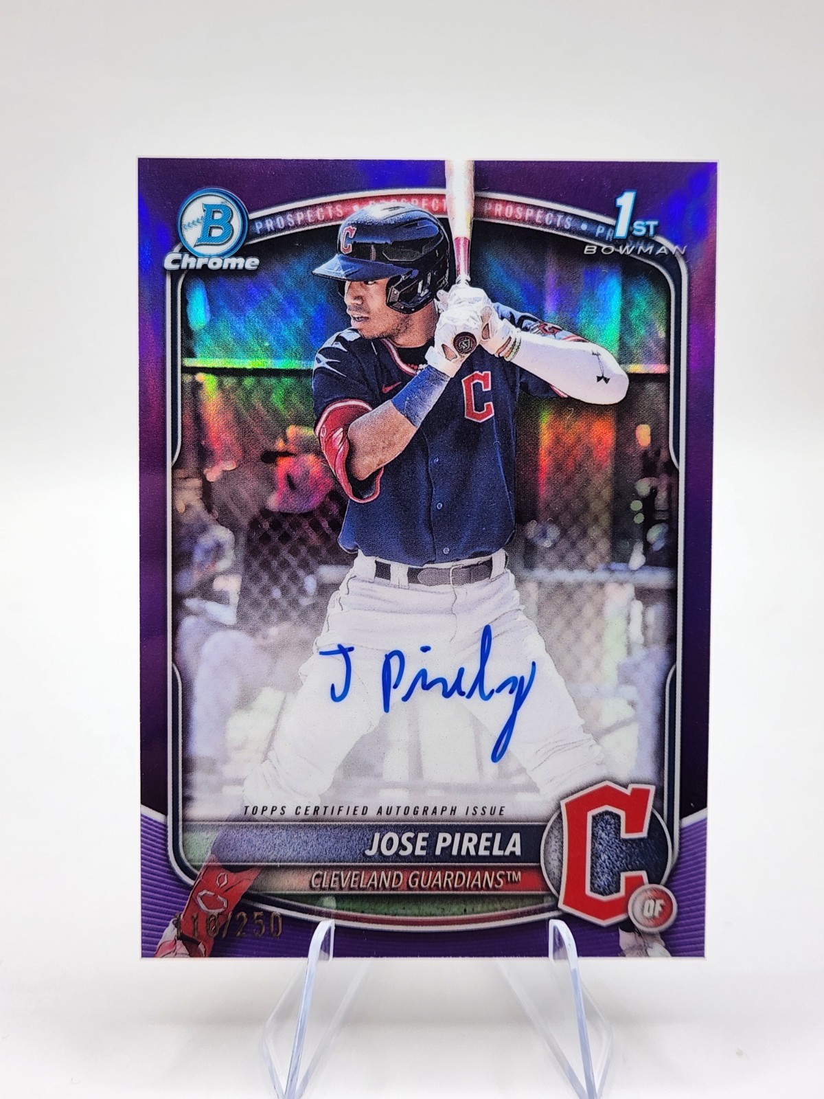 2025 Bowman Chrome 1st Jose Pirela Prospect Auto Purple Refractor /250 SP RC