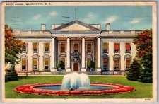 Vintage Linen Postcard White House North Facade Washington, DC 1930s