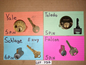 LOT #736....4 PCS. CHALLENGE....LOCK CYLINDER LOT...PICKERS, LOCKSPORT